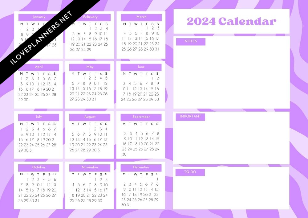 Purple calendar 2024 pdf. I Love Planners